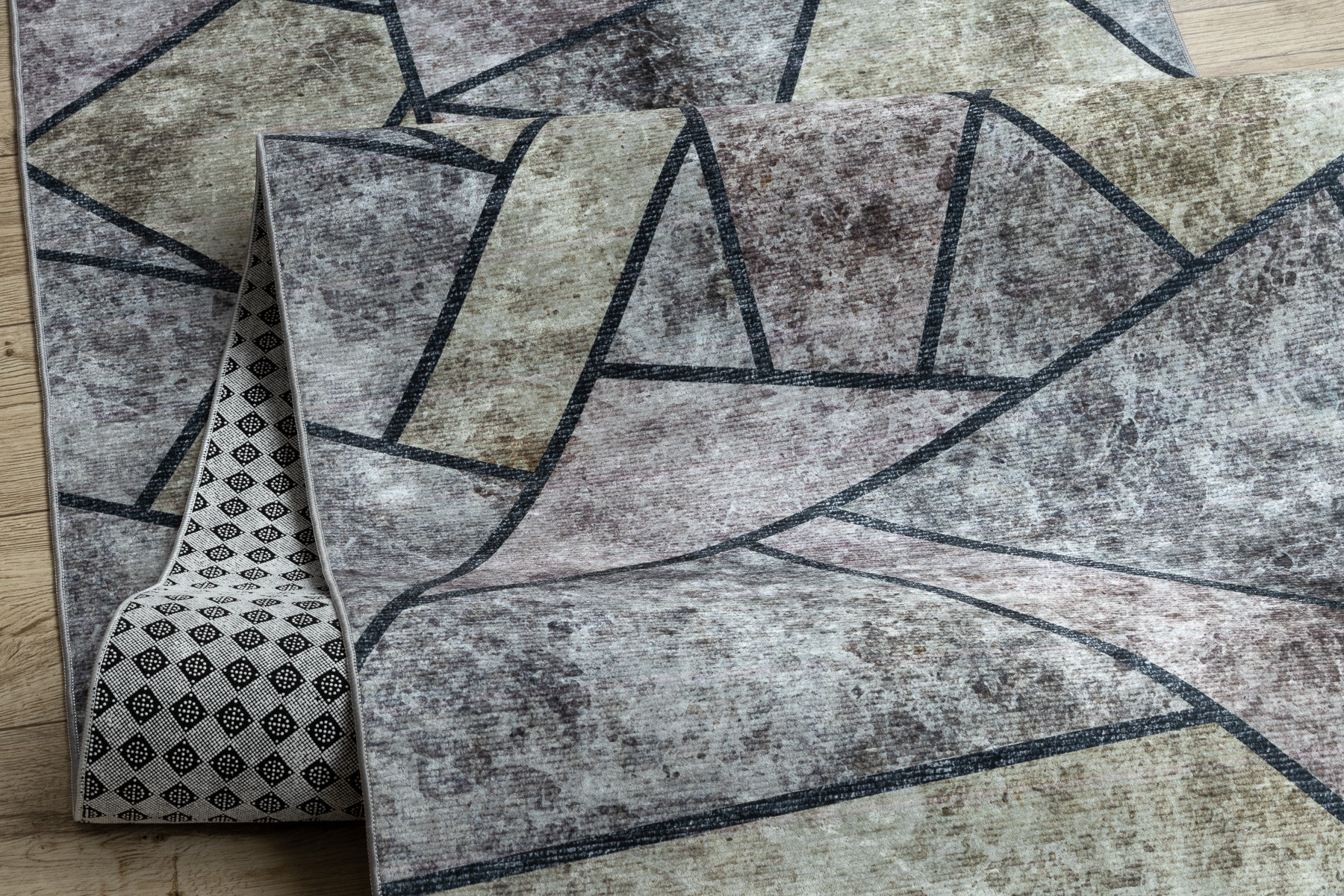 Protišmykový behúň LOTUS MOSAIC 22010 mozaika sivý