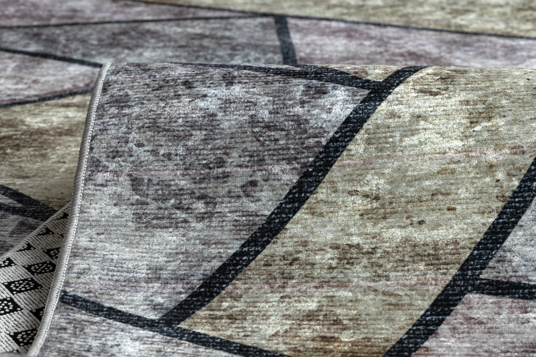 Protišmykový behúň LOTUS MOSAIC 22010 mozaika sivý