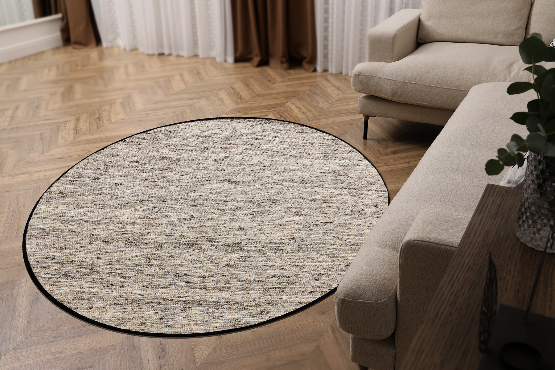 Koberec NEPAL 2100 naturálny / sivý kruh