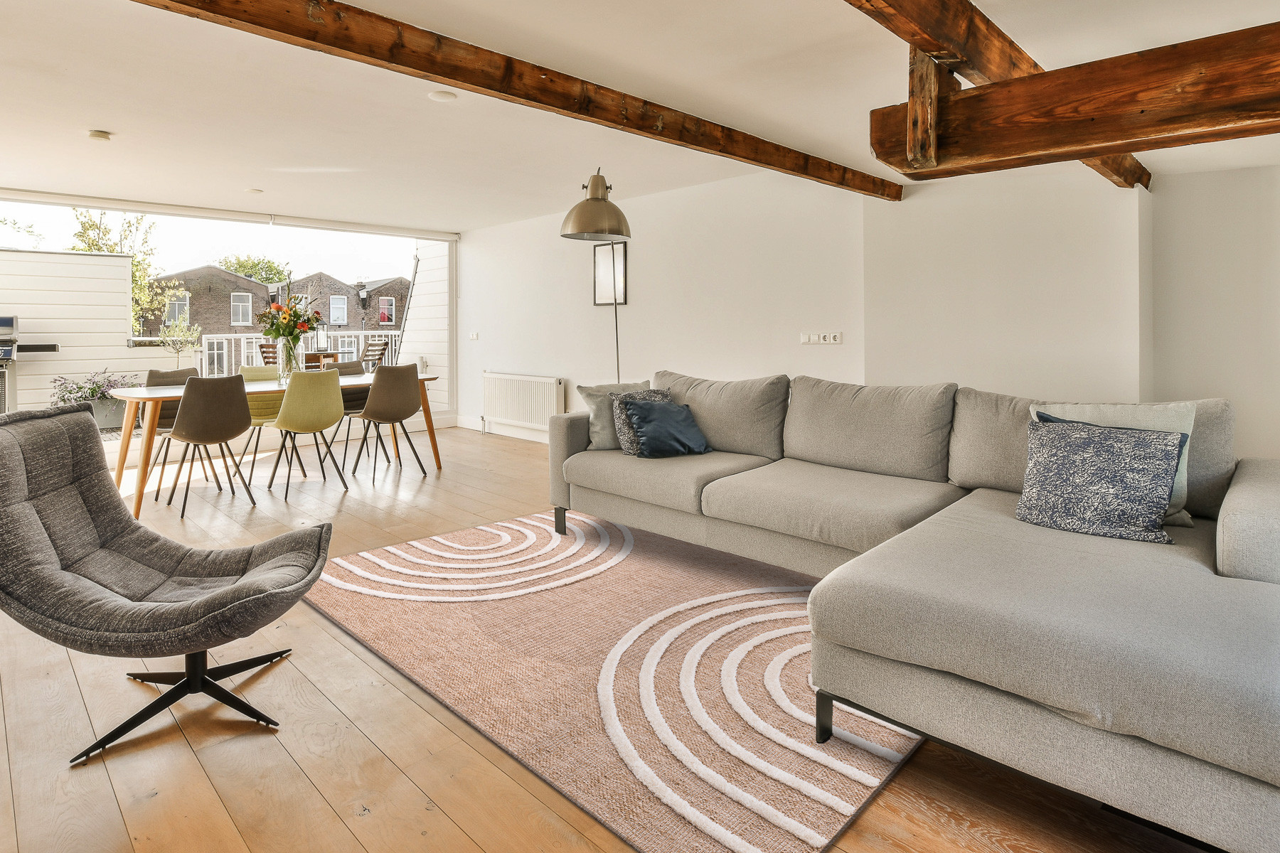 Koberec SPARK 0688A geometrický, béžový / krémový