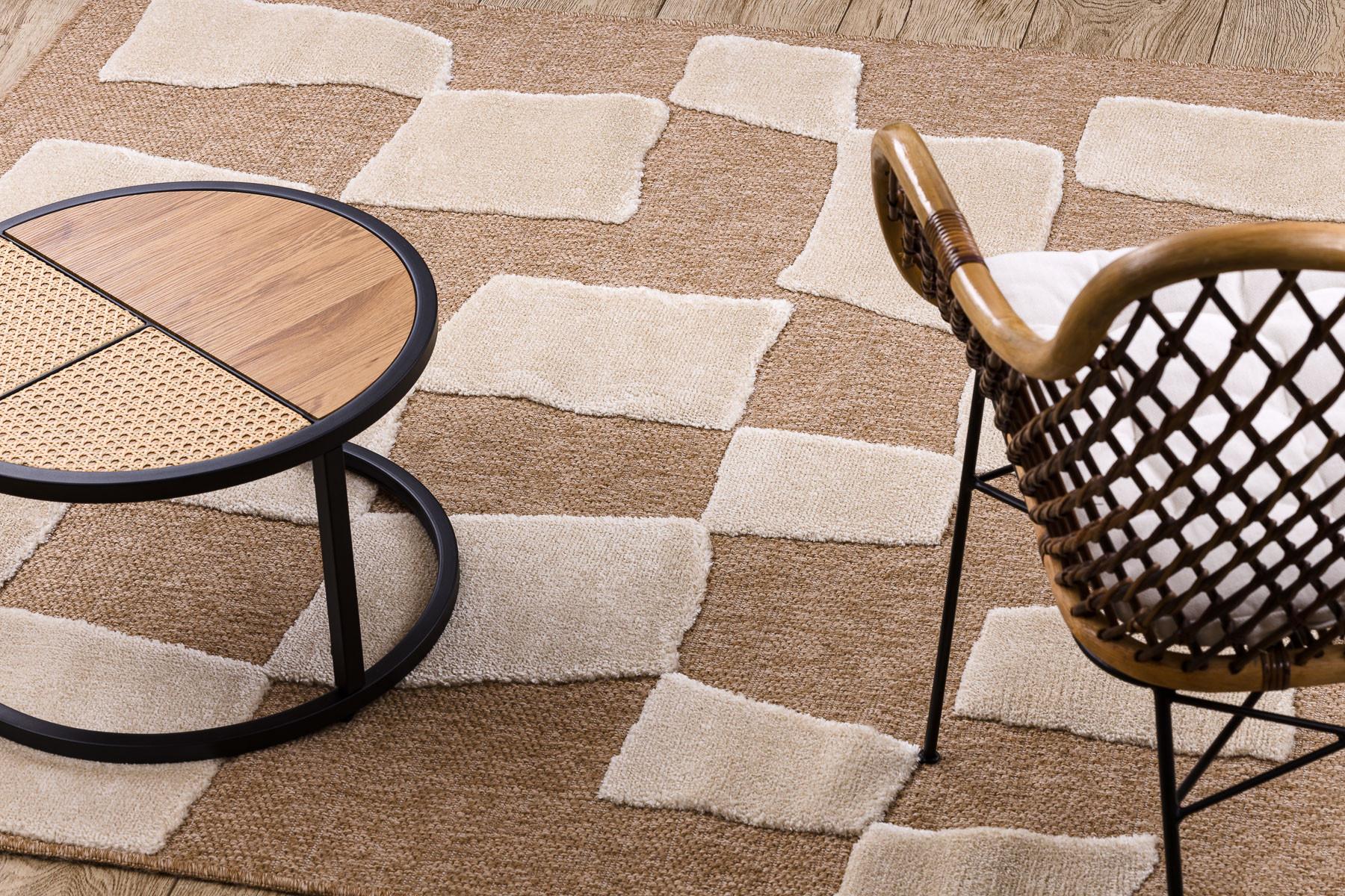 Koberec SPARK 0710A geometrický, béžový / krémový