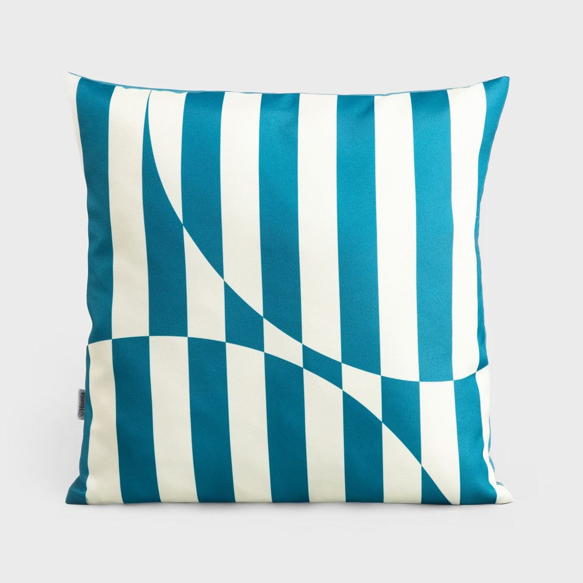 Štvorcový vankúš COLOUR BLOCKS biely / tyrkysový 745805