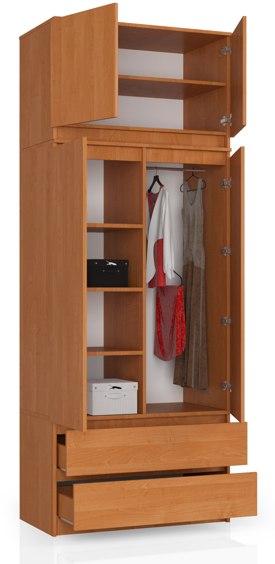 Skriňa s nadstavcom S 90 cm 2D 2SZ CLP olcha