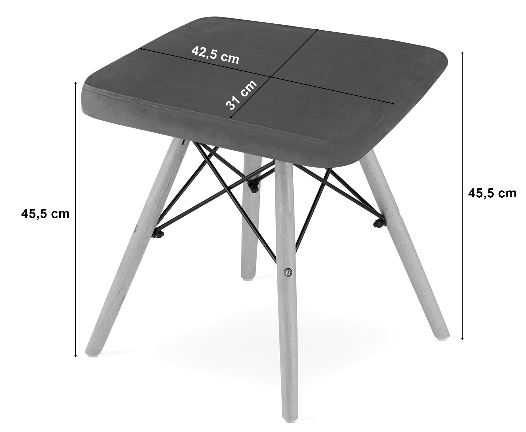 Set štyroch taburetiek WERK zamatové sivé (hnedé nohy) 4ks