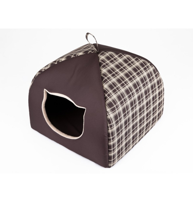 Domček pre mačku IGLOO R1 károvaný, hnedý