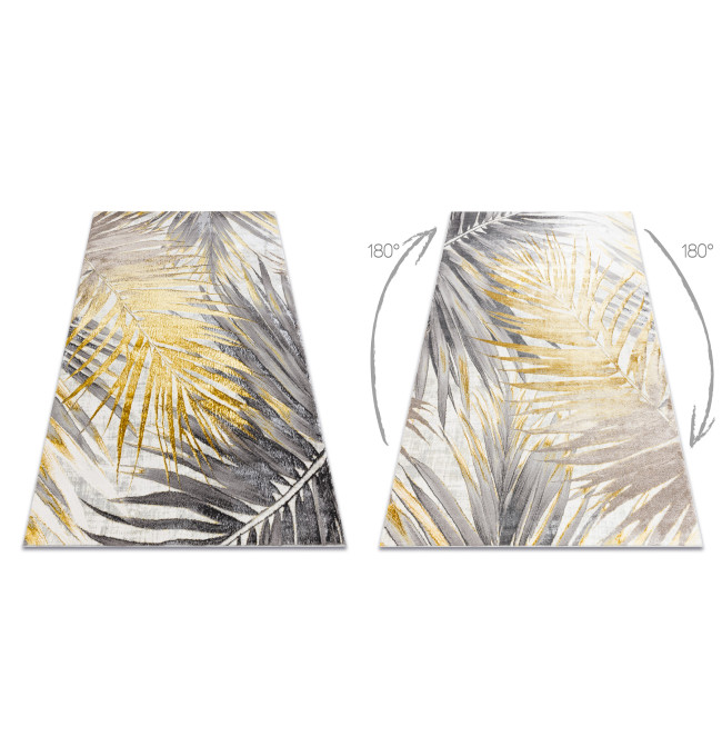 Koberec BLISS Z217AZ276 palmové listy, sivý / zlatý