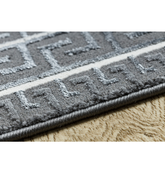 Koberec / Behúň ALLURE 1960 grécky kľúč / rám, štruktúrovaný / glamour, sivý
