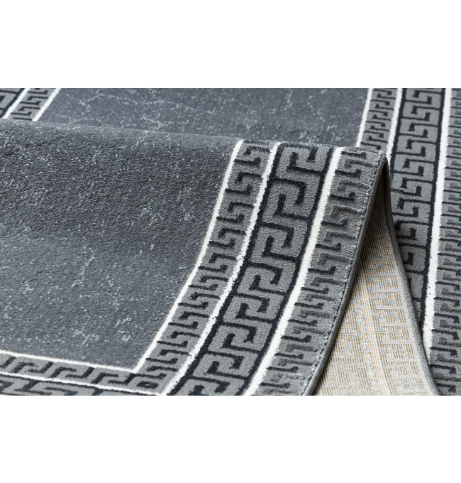 Koberec / Behúň ALLURE 1960 grécky kľúč / rám, štruktúrovaný / glamour, sivý