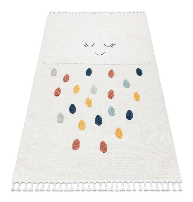 Detský koberec YOYO GD63 biely / granátový - mraky, kvapky