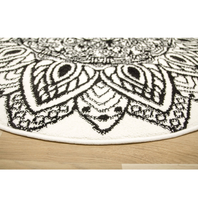 Koberec Lima G754A mandala, biely / čierny kruh