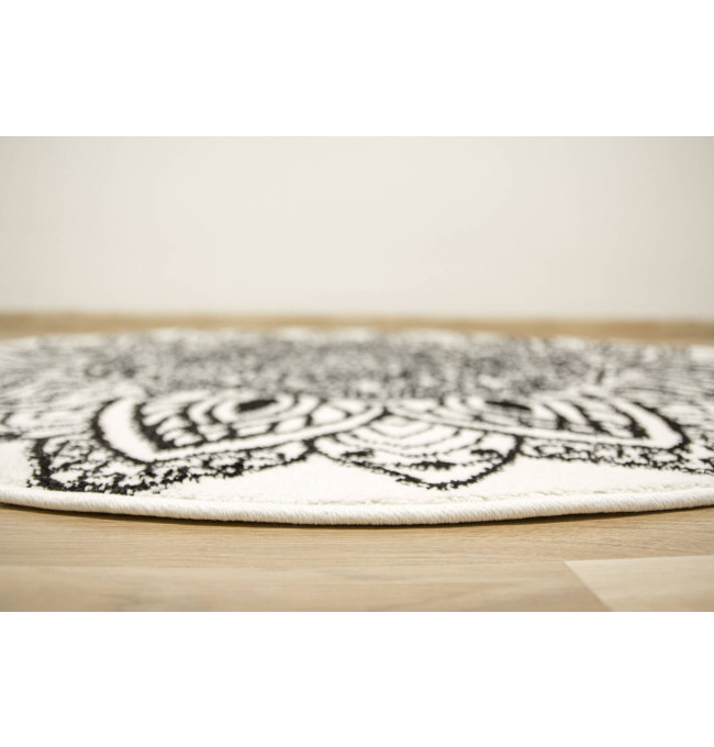 Koberec Lima G754A mandala, biely / čierny kruh
