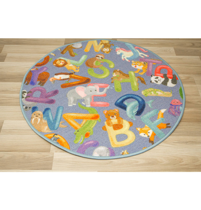 Detský koberec Alfabet 19 sivý kruh