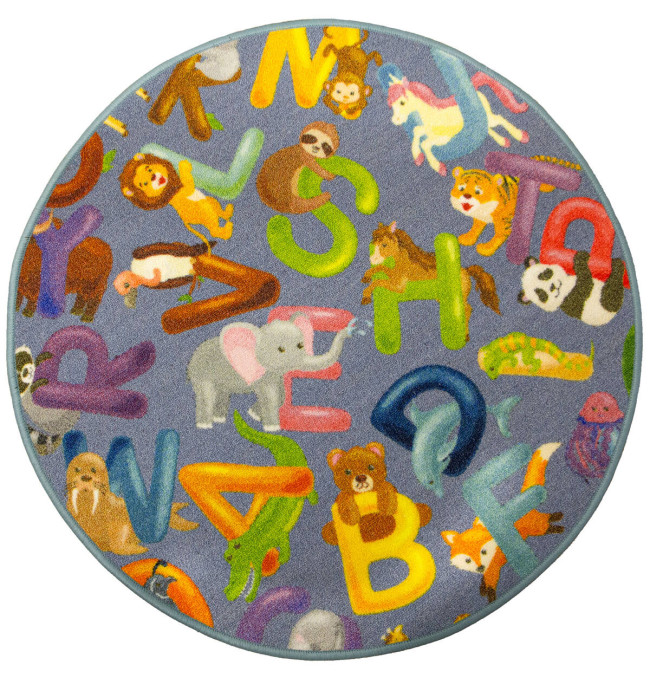 Detský koberec Alfabet 19 sivý kruh
