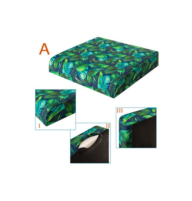 Vankúš na ratanovú stoličku NEL R3 modré lístie