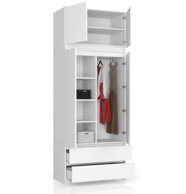 Skriňa s nadstavcom S 90 cm 2D 2SZ CLP biela