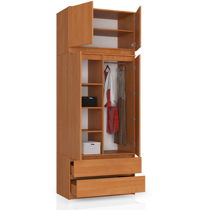 Skriňa s nadstavcom S 90 cm 2D 2SZ CLP olcha