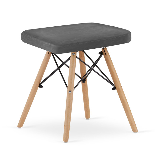 Set štyroch taburetiek WERK zamatové sivé (hnedé nohy) 4ks