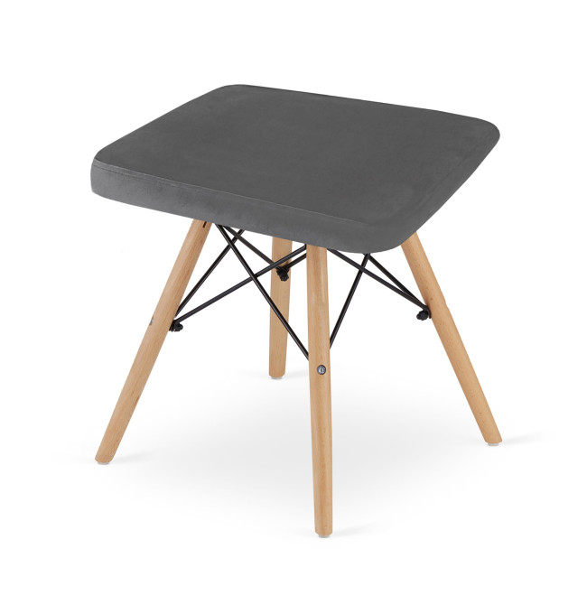 Set štyroch taburetiek WERK zamatové sivé (hnedé nohy) 4ks