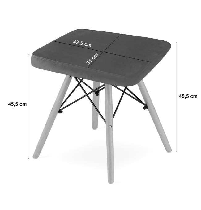 Set štyroch taburetiek WERK zamatové sivé (hnedé nohy) 4ks