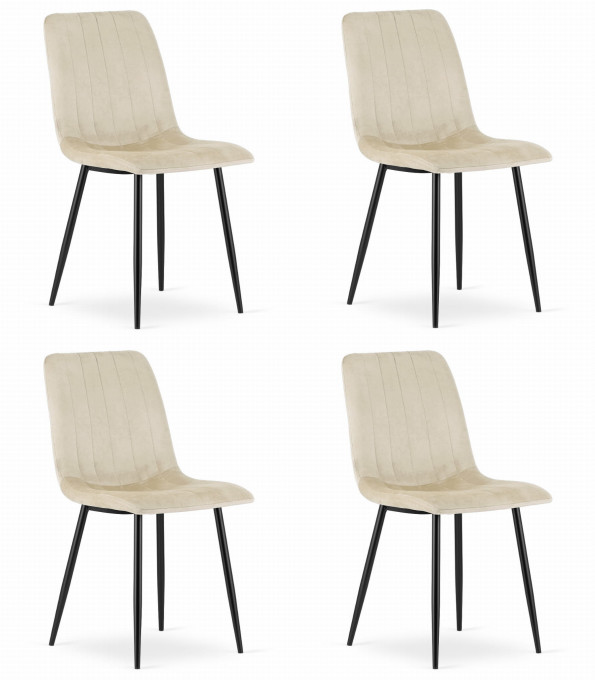 Set štyroch jedálenských stoličiek LAVA zamatové béžové (4 ks)
