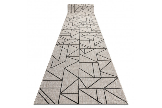 Behúň SIZAL FLOORLUX 20605 trojuholníky geometrický - strieborný, čierny