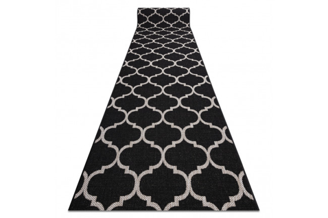 Behúň SIZAL FLOORLUX 20608, koniczyna marokánska trellis čierny / strieborný