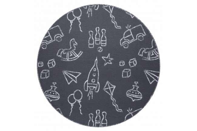 Detský koberec TOYS kruh - sivý