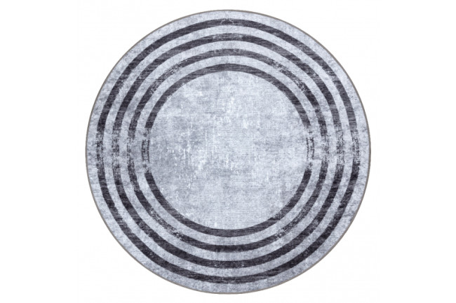 Koberec MIRO 51231.806 línie, sivý / čierny kruh