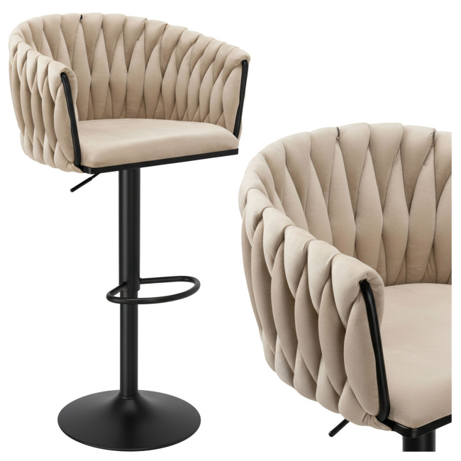 Barová stolička COFTON zamatová, béžová / čierna Barová stolička COFTON zamatová, béžová / čierna