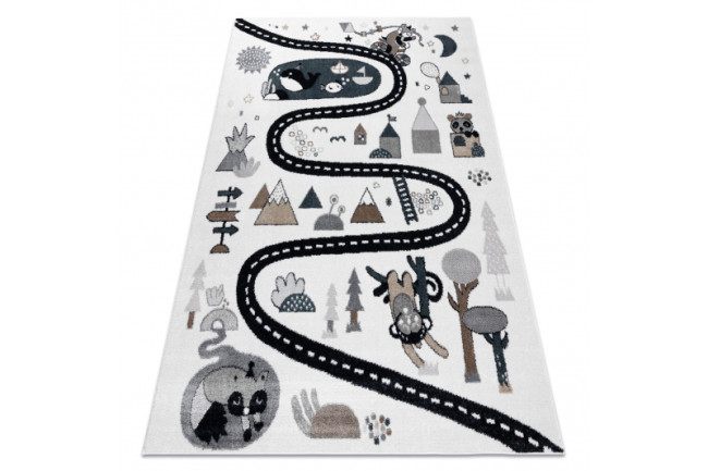 Koberec FUN Route ulica, zvieratá - krém