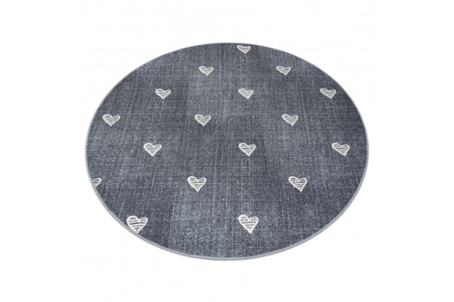 Koberec HEARTS kruh Jeans - sivý