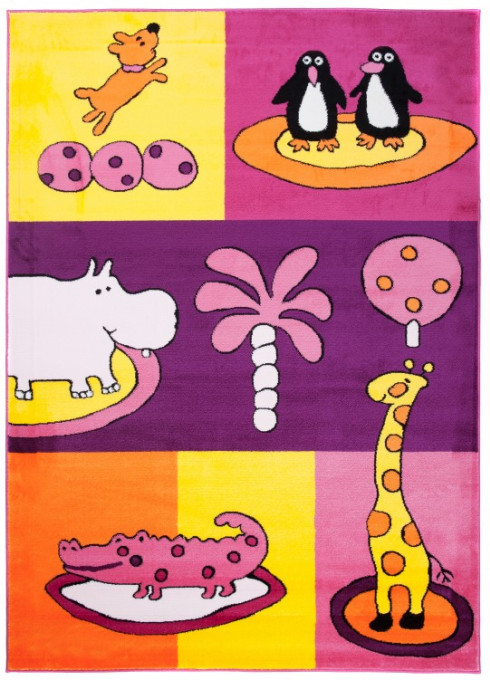 Koberec KINDER K596B CFW žltý / fialový