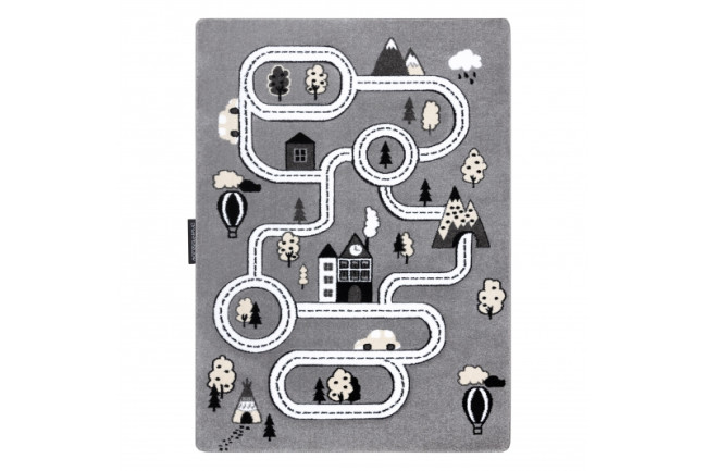 Koberec PETIT TOWN MESTO ULICE sivý