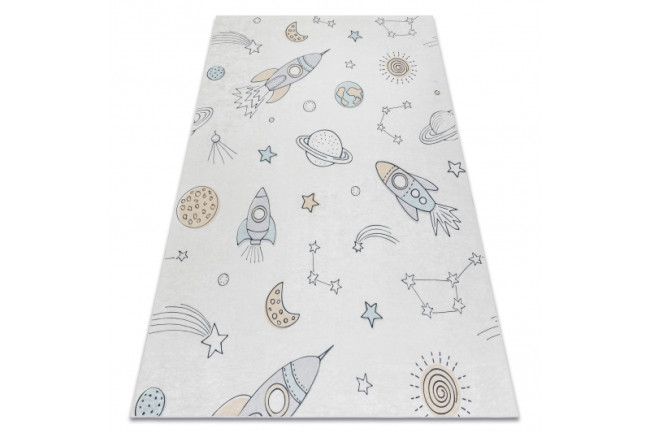 Koberec protišmykový BAMBINO 1278 Vesmír - krémový