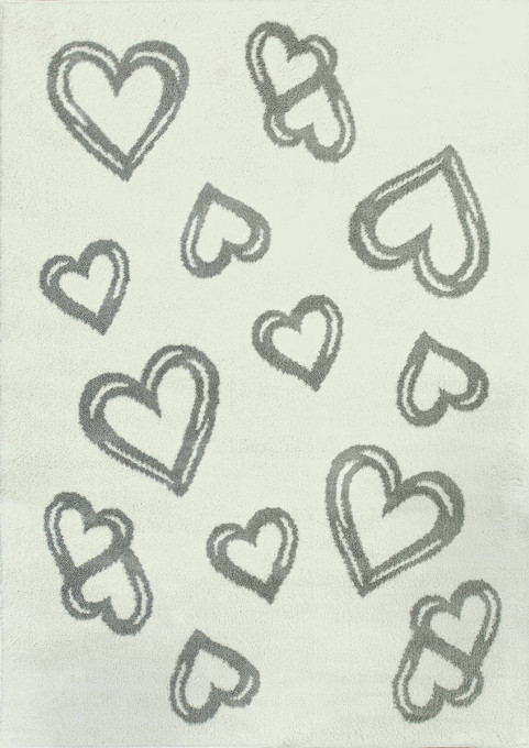 Koberec Slim 6923 Srdcia bielý / sivý
