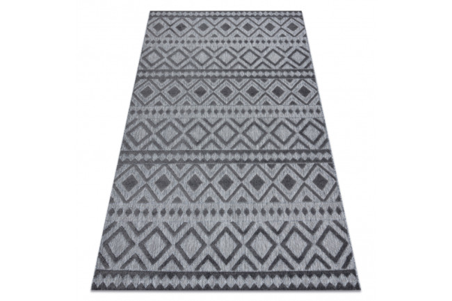 Koberec SOLE D3852 Boho, romby - ploské tkanie sivý