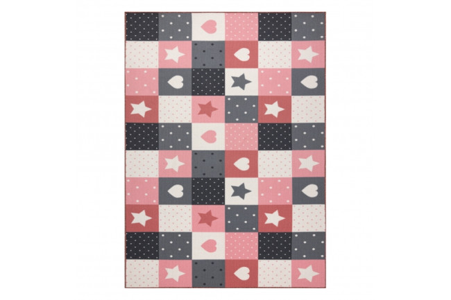 Koberec STARS hviezdy - ružový, sivý