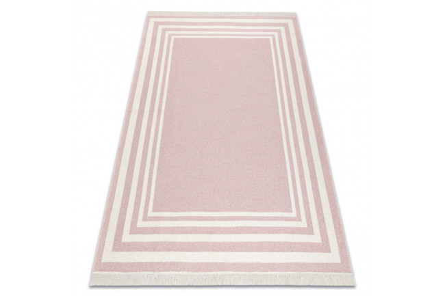 Koberec TWIN 22990 Ramka ružový / krémový