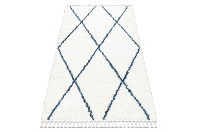 Koberec UNION 3683 Kratka, trellis krém / modrý Fredzle berber marocký shaggy