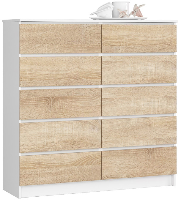 Komoda K120 10SZ CLP biela / sonoma