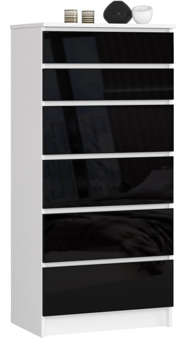 Komoda K60 6SZ CLP čierna, lesk