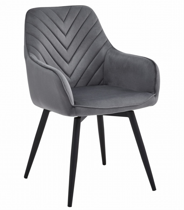 Jedálenská otočná stolička NANA360 zamatová, tmavosivá (čierne nohy)