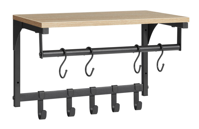 Nástenný vešiak s poličkou OSKAR LCR103B11 čierny / hnedý