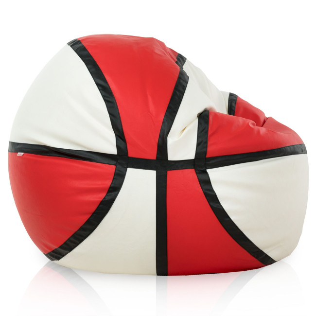 Sedací vak Basketbal ekokoža, krémový / červený Sedací vak Basketbal ekokoža, krémový / červený