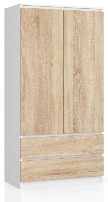 Skriňa S 90 cm 2D 2SZ CLP biela / sonoma Skriňa S 90 cm 2D 2SZ CLP biela / sonoma