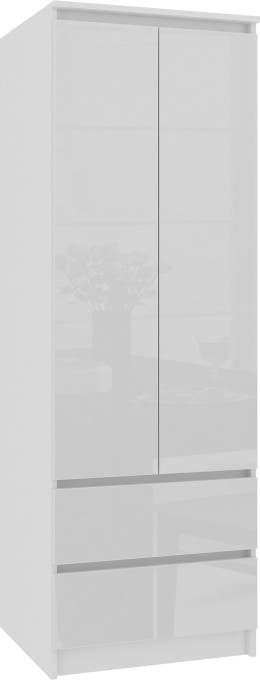 Skriňa STAR S 60 cm 2D 2SZ biela / biela lesk Skriňa STAR S 60 cm 2D 2SZ biela / biela lesk