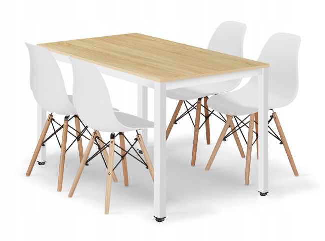 Jedálenský stôl TESSA so štyrmi stoličkami OSAKA biele / hnedé