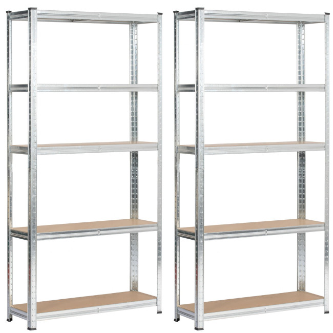 Set 2 kovových regálov 90x30x180 cm strieborný