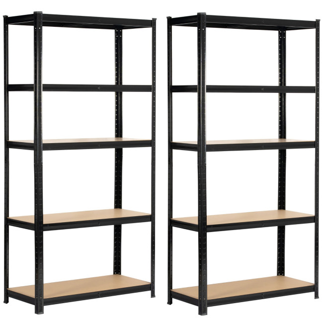 Set 2 kovových regálov 90x40x180 cm čierny