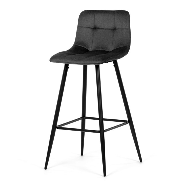 Levně Barová židle sametová, šedá AUB-X7015 GREY2